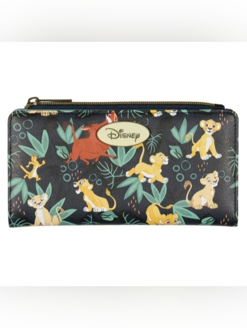 Disney Lion King Zip Wallet - Black with Yellow & Green Character Print